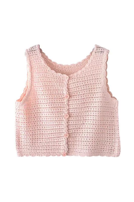 'Michaela' Round-Neck Knitted Sleeveless Cardigan (2 Colors) Contemporary 
