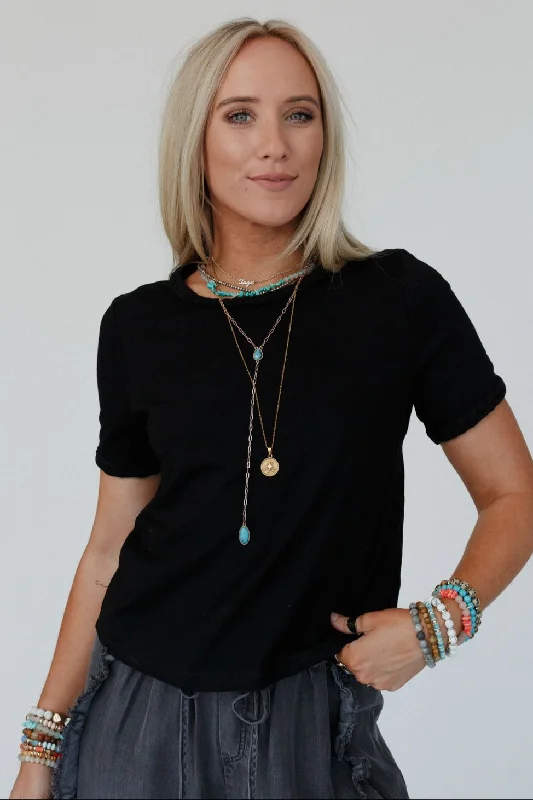 Braided Beauty Top - Black Monochromatic Office Style