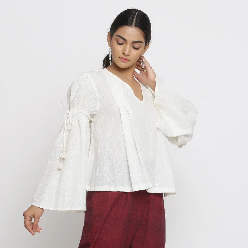 Off-White 100% Cotton Angel Sleeves Flared Top Adventure