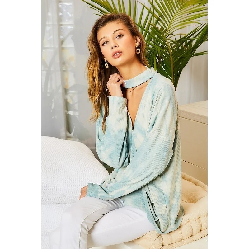 Chocker Neck Surplice HiLo TieDye Top Dynamic Women's Moto
