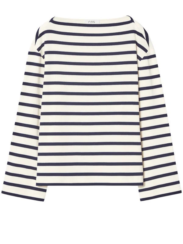 Striped Boat-Neck Top Bohemian Women's Free