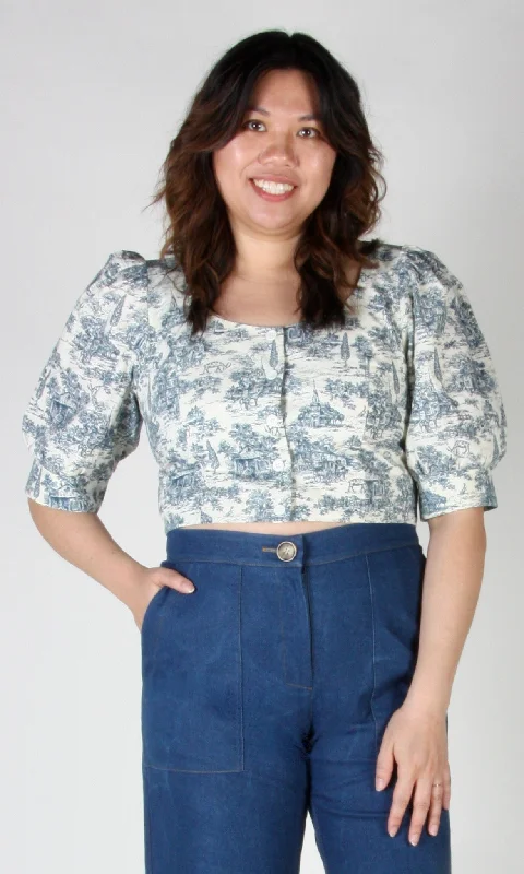 Stonechat Top - Navy Village Toile Athletic Women's High - 