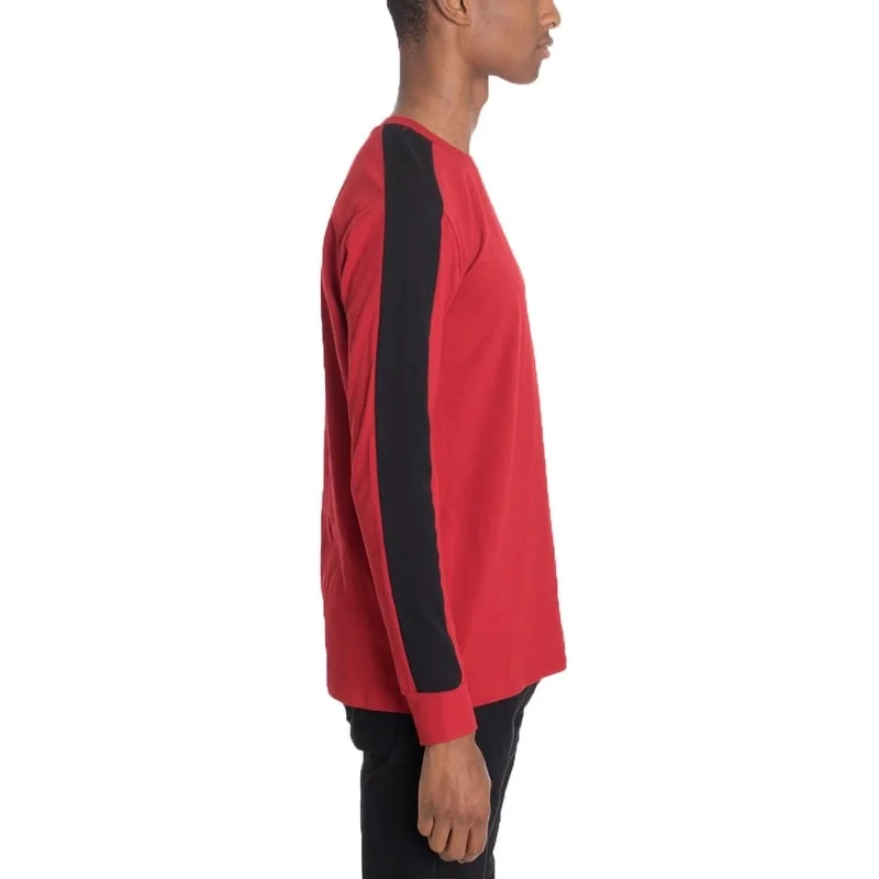 Side Stripe Long Sleeve Red/ Black Monochromatic Office Style