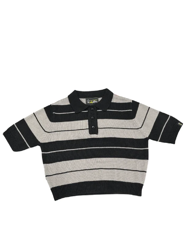 California Lowrider Rider Charlie Brown Crop Top- Black/Grey Traditional Women's 