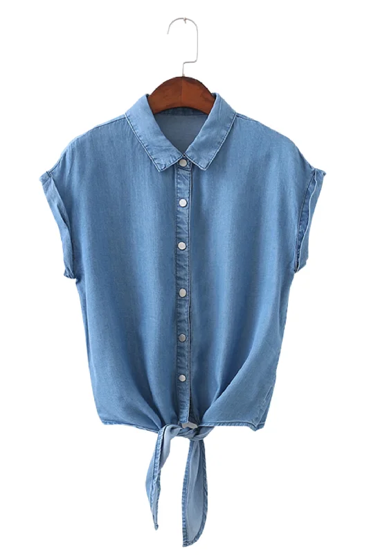 'Charlotte' Collared Sleeveless Denim Top (2 Colors) Monochromatic All - in - one