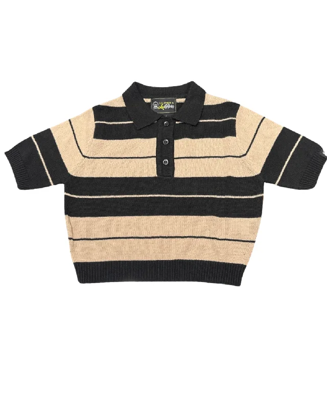 California Lowrider Rider Charlie Brown Crop Top- Black/Tan Trendy Women's 