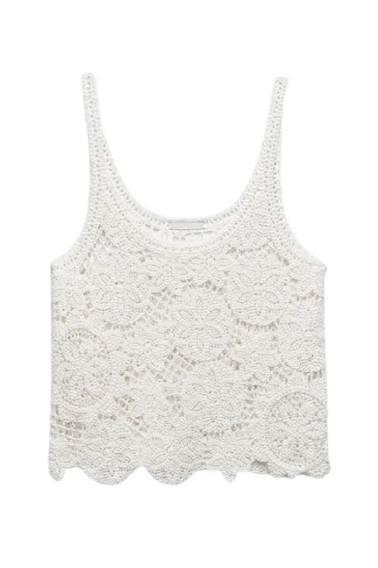 'Chloe' Round-Neck Sleeveless Crochet Top Dynamic Women's High - energy