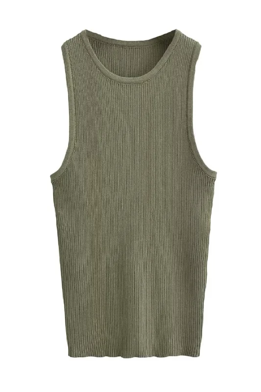 'Noelle' Sleeveless Knitted Ribbed Tank Top (2 Colors) Vacation