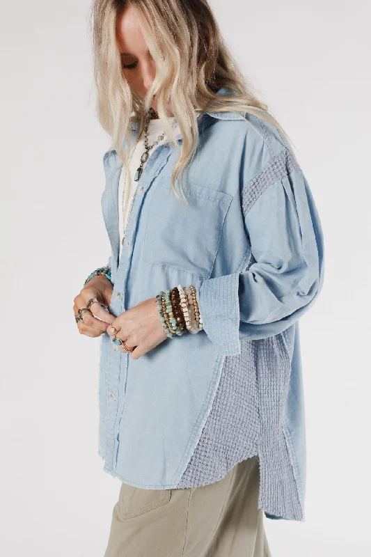 Coastal Calm Button Down Top - Blue Practical Women's Multi - 