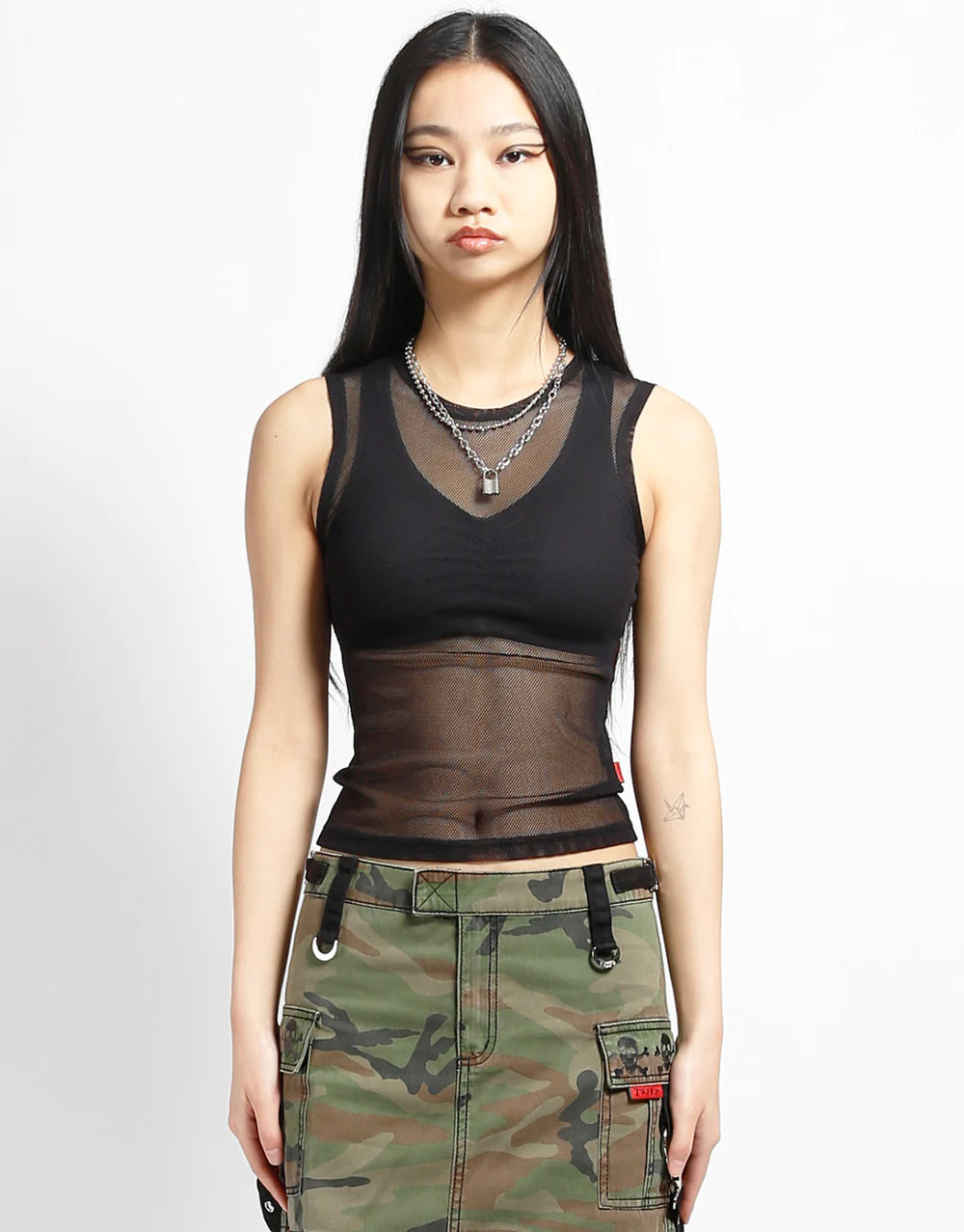 Classic Black Fishnet Tank Top Classic Women's Tweed