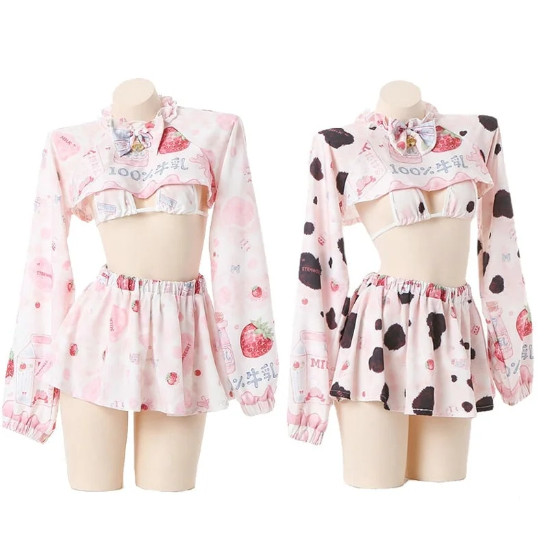 Strawberry Cow Cosplay Unique Women's Upcycled