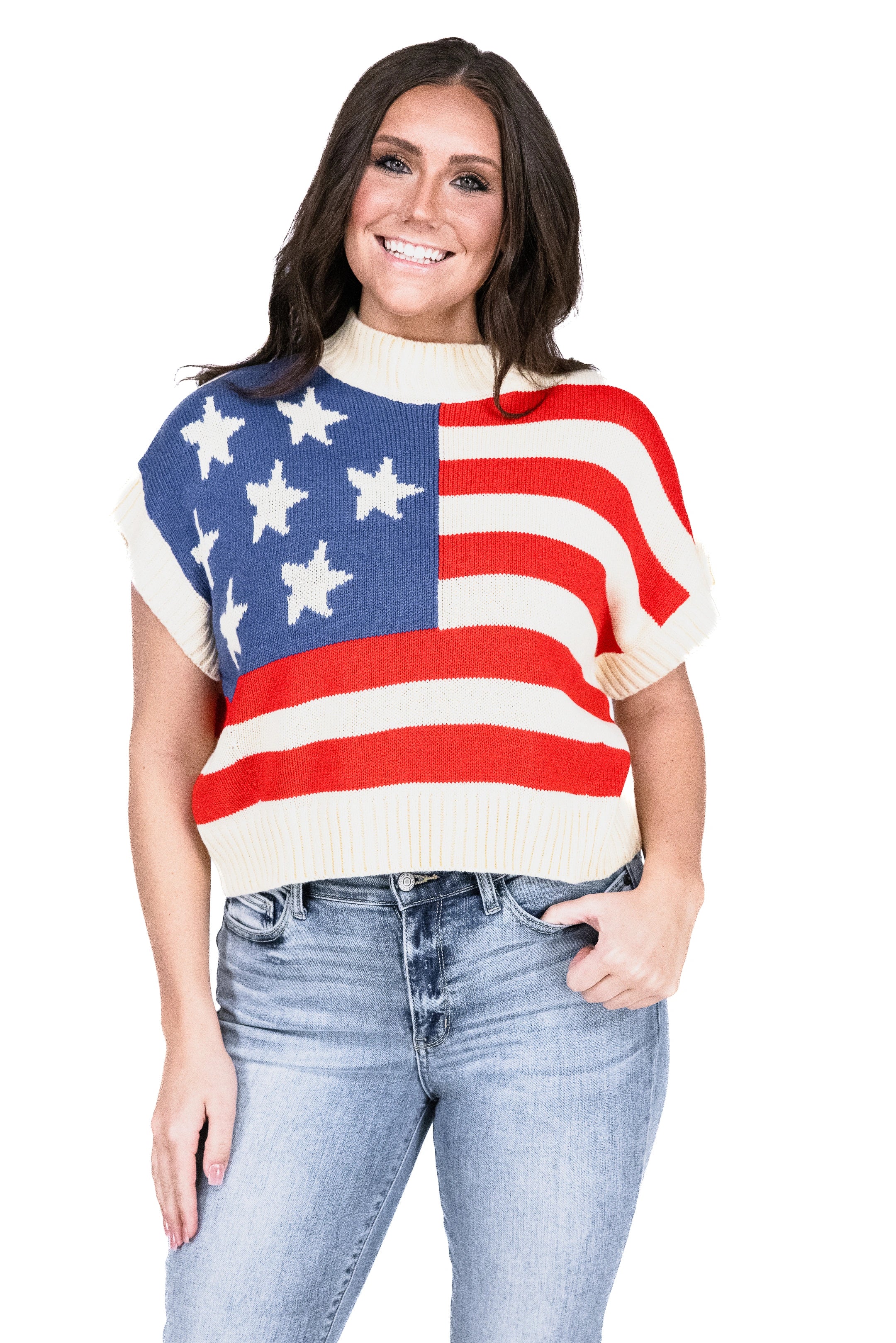 Women's American Flag Sleeveless Sweater Artistic Women's Avant - 