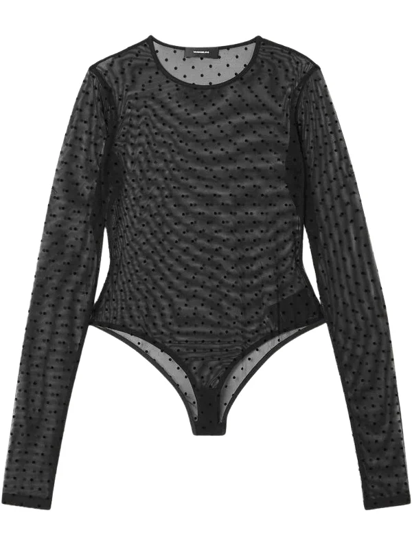 Flocked Stretch-Tulle Bodysuit Practical Women's Multi - 