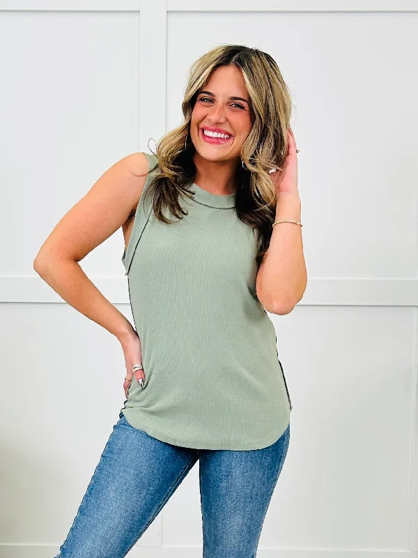 Basic Babe MOCO Exclusive Design Tank Top In Sage Australian Beach