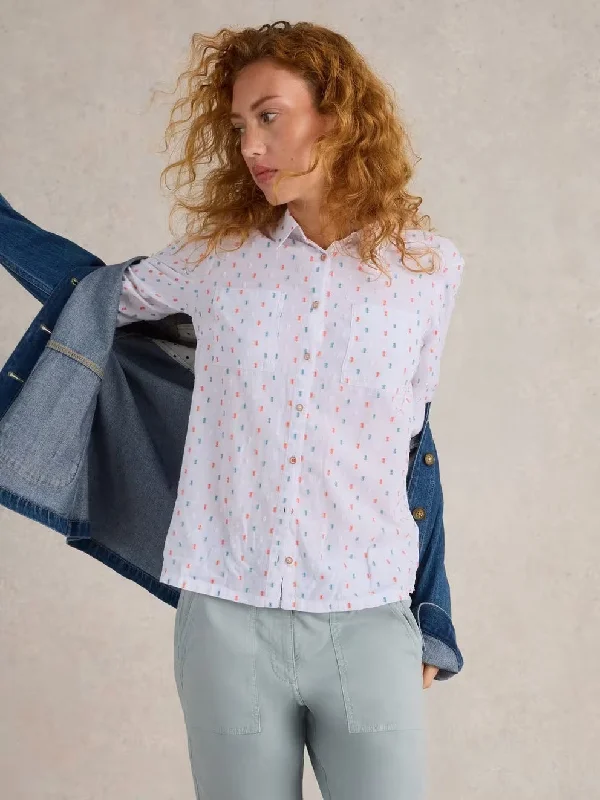 Sophie Organic Cotton Shirt - Ivory Multi Sharp Women's Italian