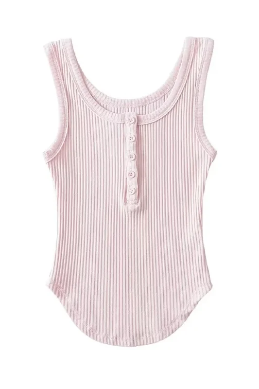 'Bowie' U-shaped Hem Knit Ribbed Top (8 Colors) Sleek Women's 