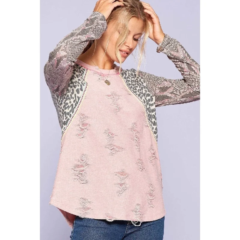 PreDamaged ColorBlock Tee Cool Women's Distressed