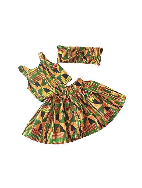 Kente Outfit with Crop Top Casual Women's Loose - fitting