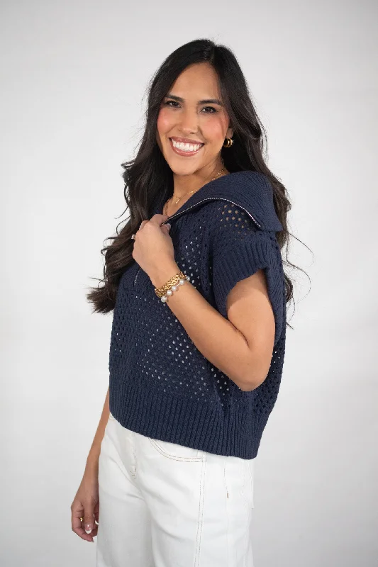Breezy Vibes Navy Sweater Vest Cashmere