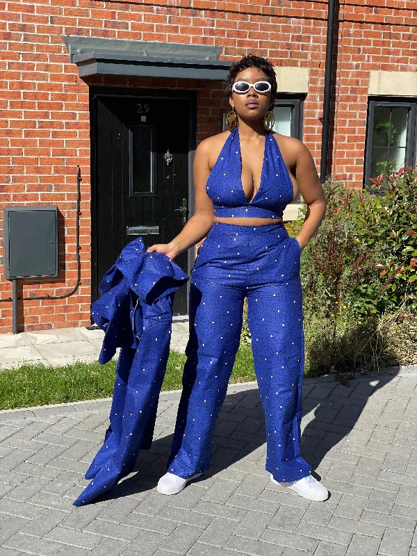 Gigi Ankara Crop Top | Blue African Print Business