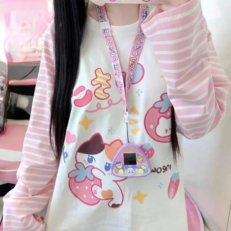 Strawberry Kitten Long Sleeve Top Refined Women's Hand - crafted