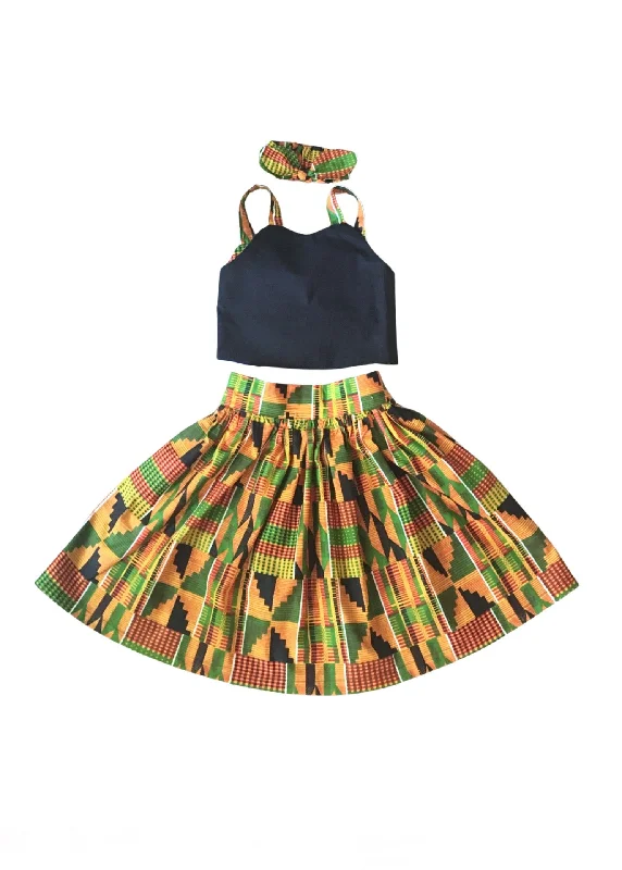 Kente Skirt Set with Crop Top Sophisticated Women's Tailored