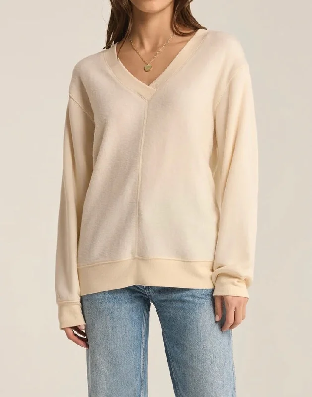 Off The Clock Cozy Sweatshirt - Sea Salt Refined Women's Hand - crafted