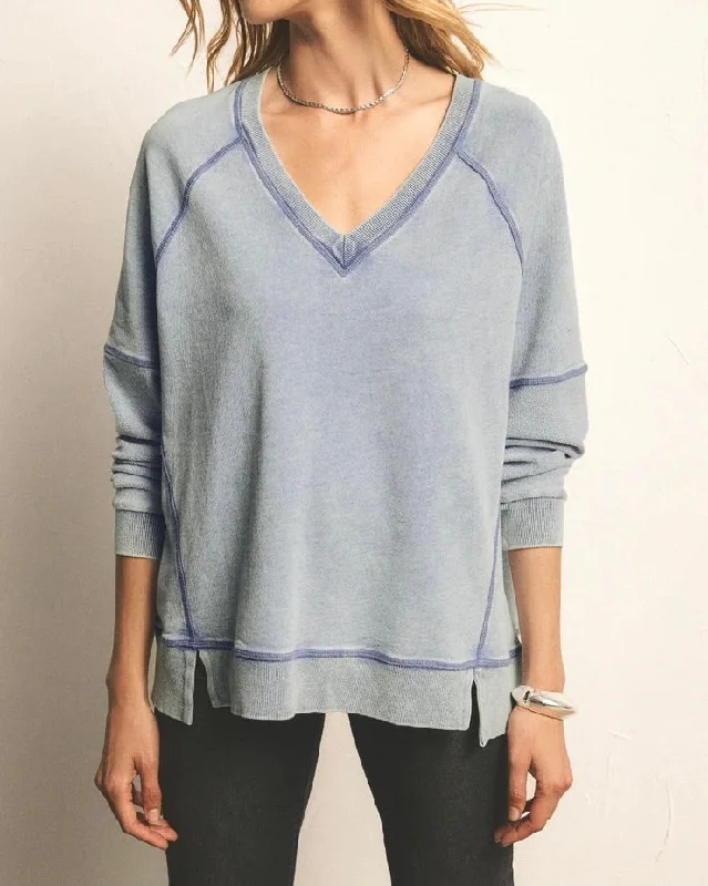 Easy V Knit Denim Sweatshirt Bohemian Women's Free