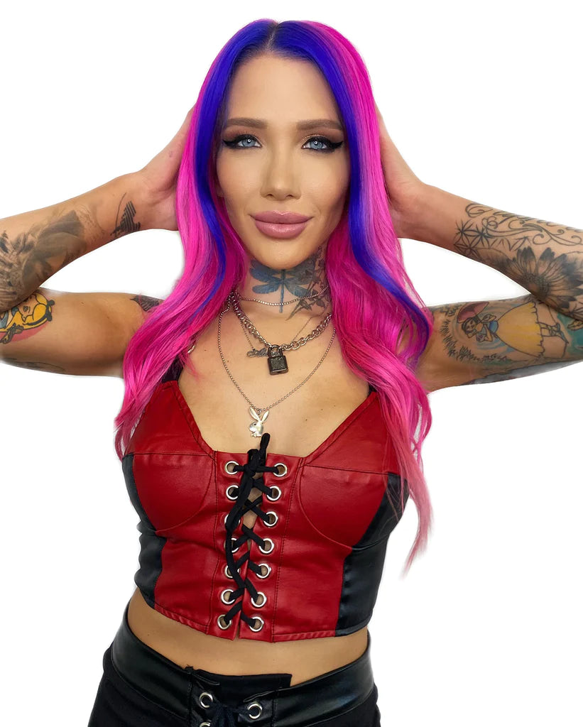 Madonna Contrast Bra Top Red/Black Trendy Women's Oversized