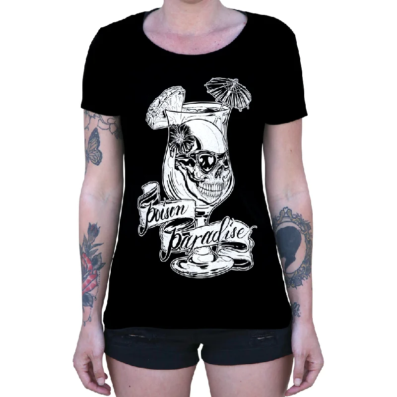 Poison Paradise Scoop Neck Tee Vintage Women's 1970S 