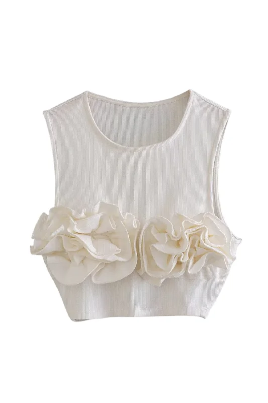 'Erica' Sleeveless Ribbed Knit Top Feminine Women's Style 