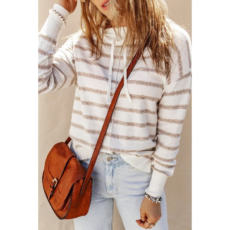Lauren Cowl Neck Striped Print Drop Shoulder Sweater Laid - back Women's Style