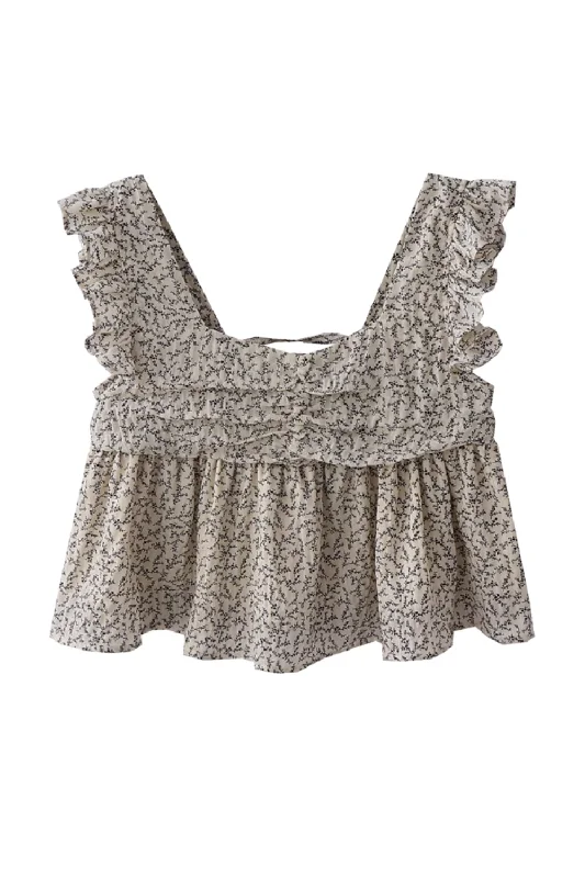 'Gail' Sleeveless Ruffle Short Top Women