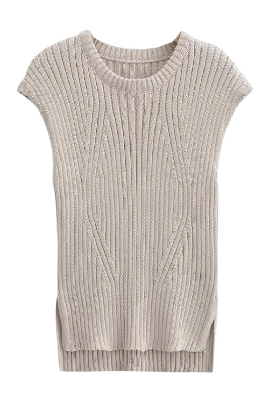 'Eunice' Round Neck Sleeveless Knitted Top European