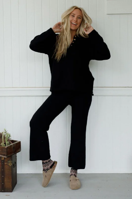 Sierra Slumber Waffle Knit Set - Black Compression