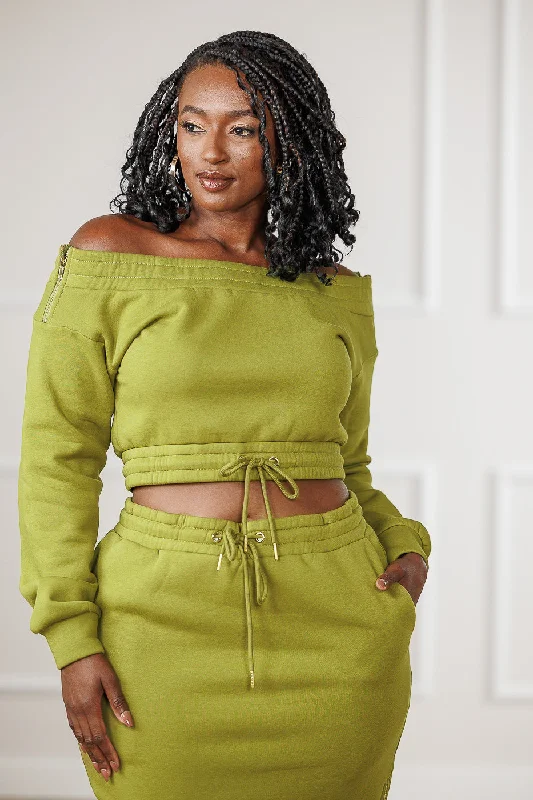 FINAL SALE - Jackie Off-Shoulder Top - Golden Lime French