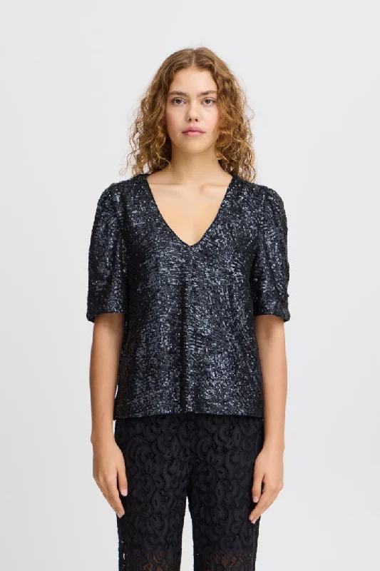 Fauca Short Sleeve Top - Maritime Blue Hip Women's Retro