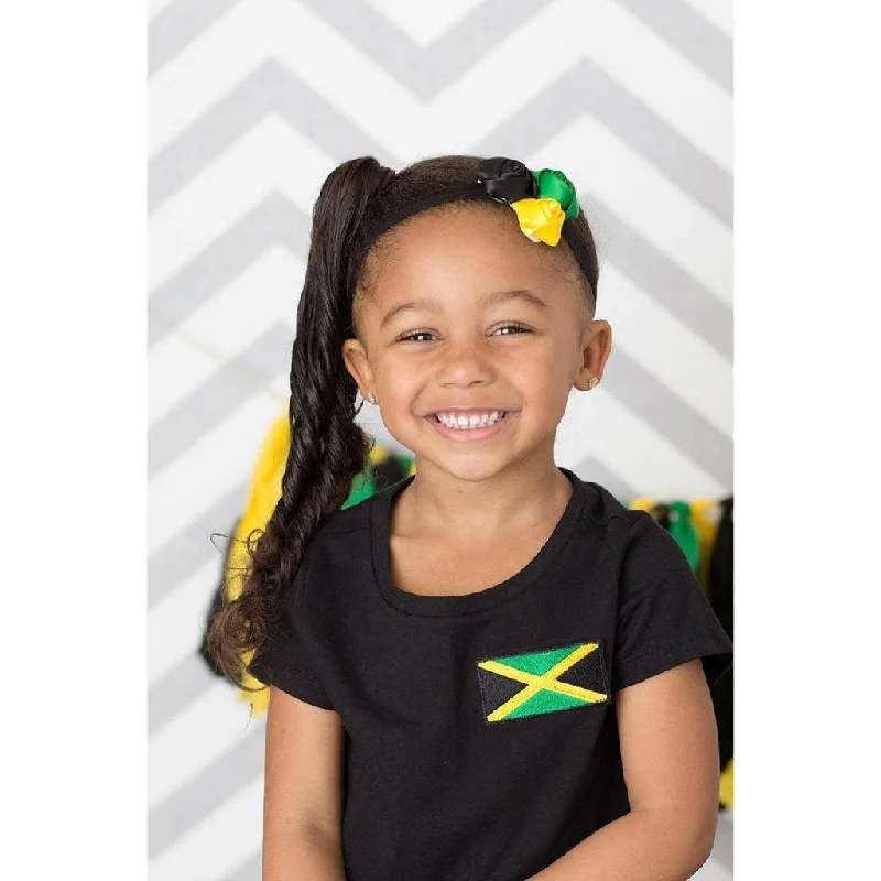 Girls Black Jamaican Flag T-shirt Confident Women's High - fashion