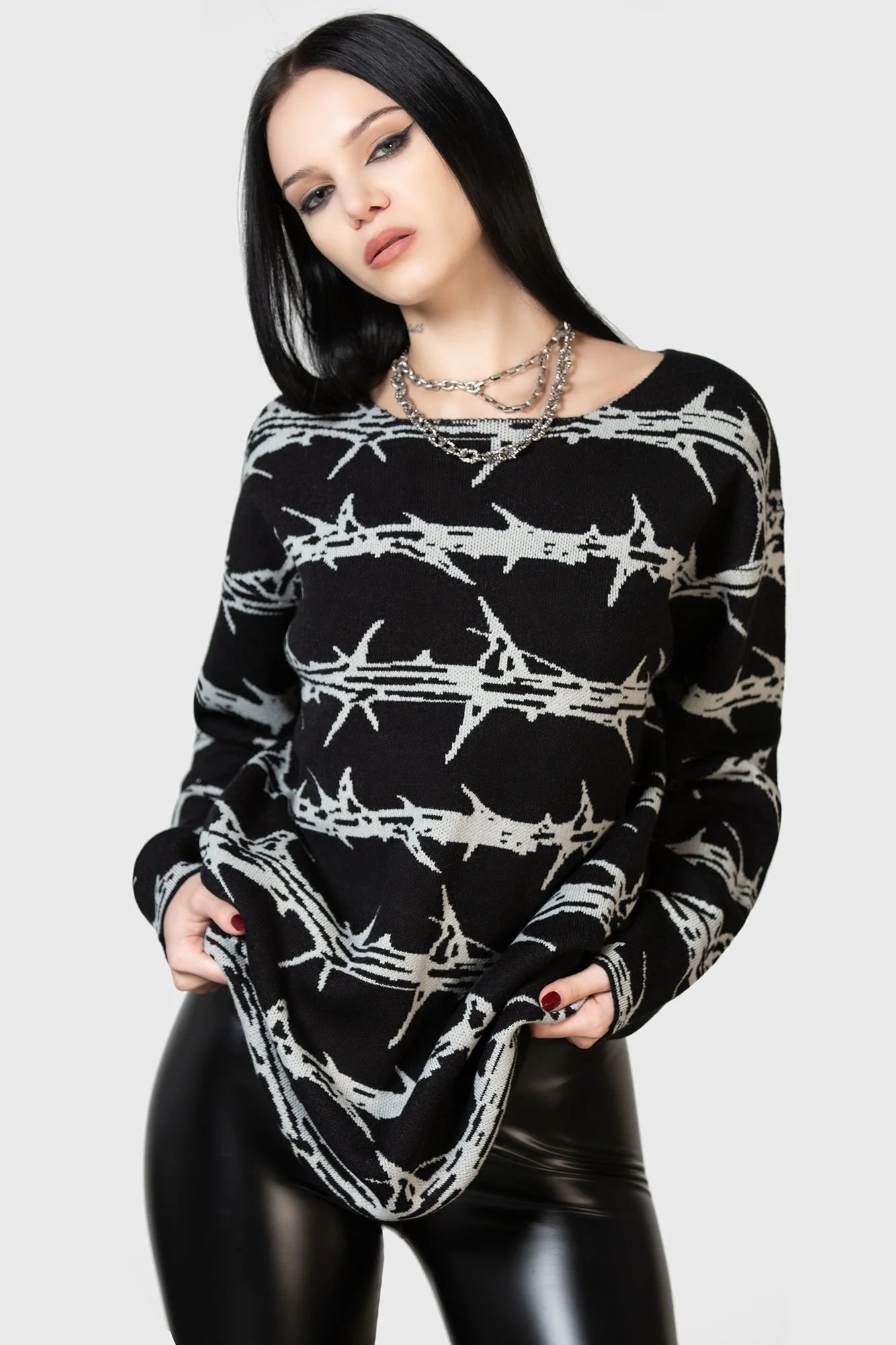 Prickled Contention Knit Sweater Stylish Women's Neon