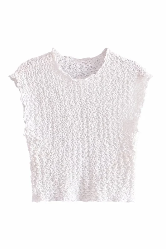 'Elena' Sleeveless Ruched Textured Top (2 Colors) European