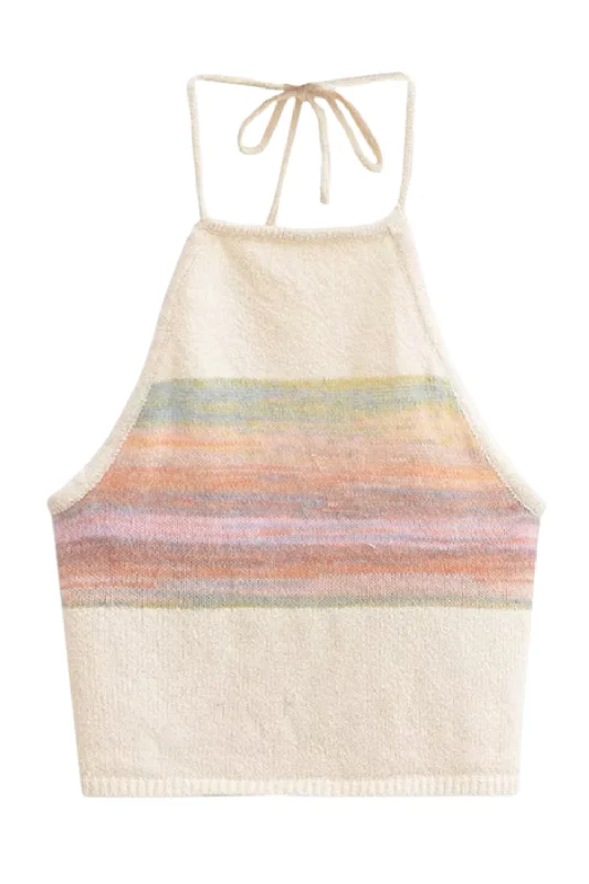 'Brianna' Halter-Neck Tie Knitted Crop Top Dynamic Women's Moto
