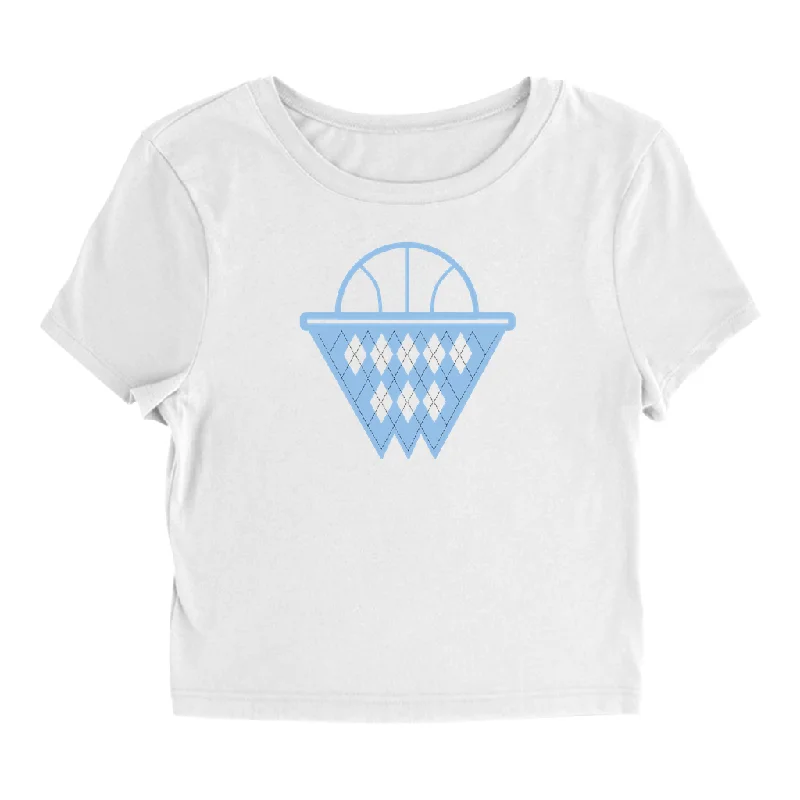 Carolina Blue and White Argyle Basketball Cropped Women's Top Elegant Women's 