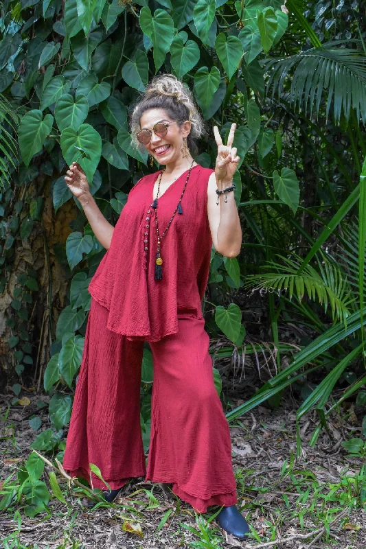 Willow Cotton Top - Maroon performance