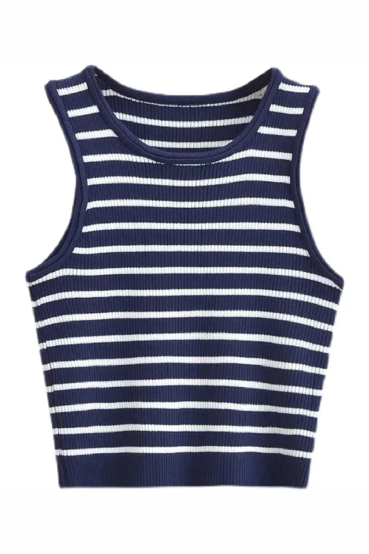 'Franki' Stripe Knitted Tank Top Monochromatic Office Style