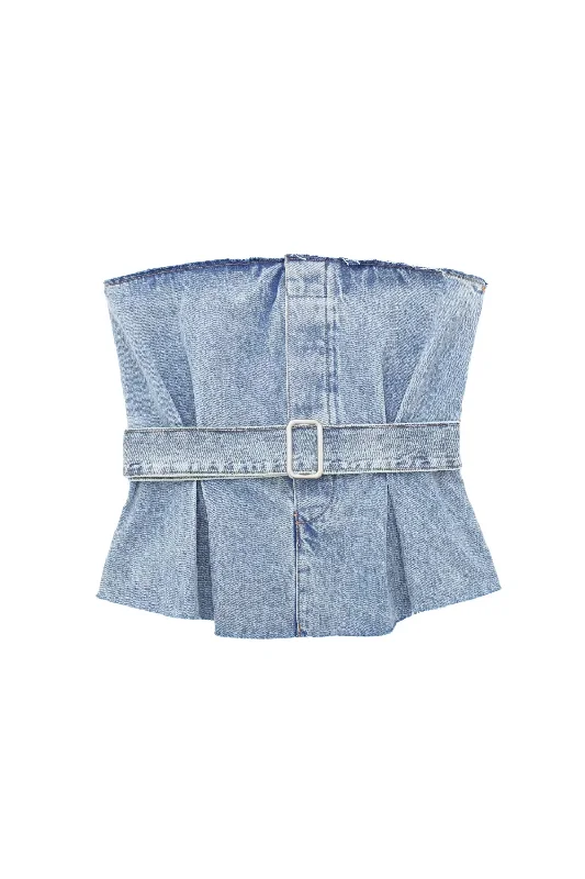 'Wynne' Bandeau Denim Top Classic Women's Pin - striped