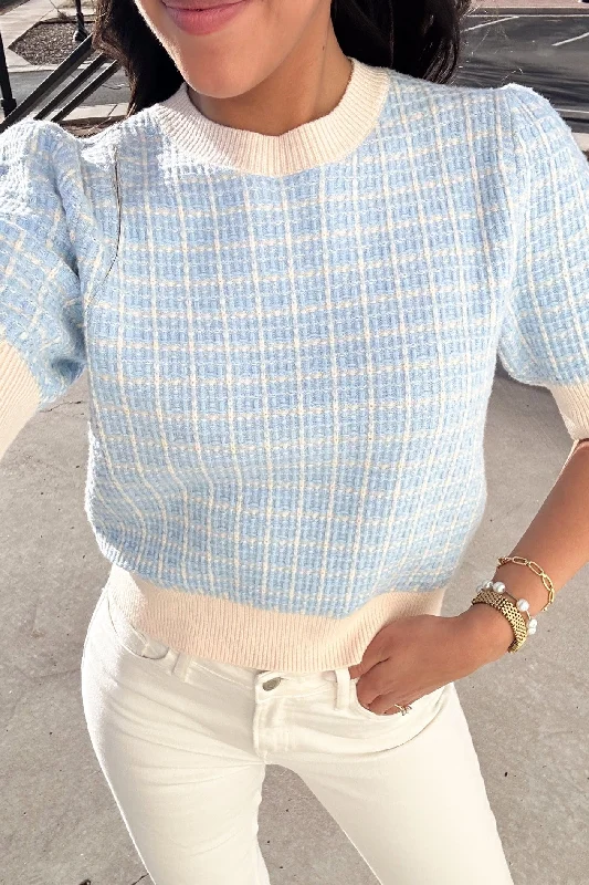Posh Puff Sleeve Sweater Geometric