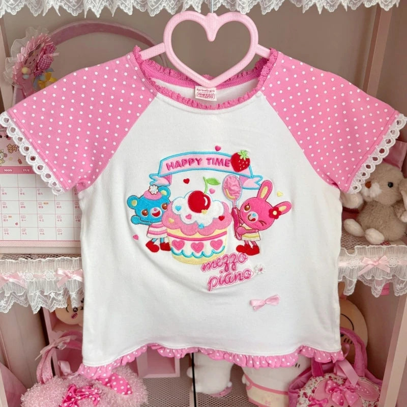 Little Kawaii Friends Crop Top Traditional Women's 
