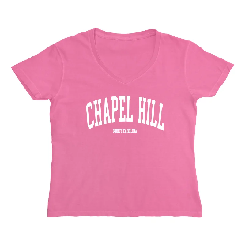 Chapel Hill North Carolina Classic Pink Women's V-Neck Top Relaxed Women's Beachy