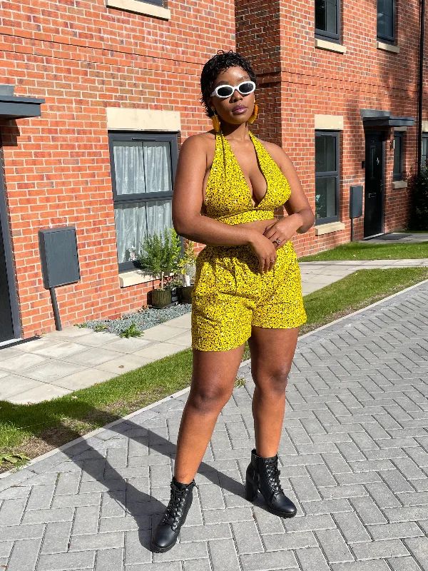 Gladys Ankara Crop Top | Yellow and Black African Print European