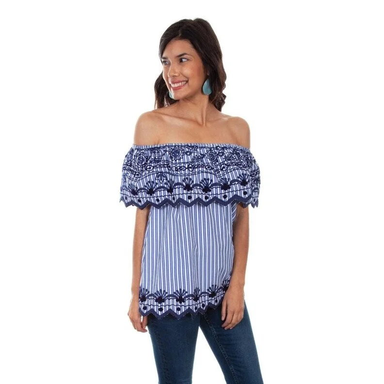 Scully Western Shirt Womens 3/4 Sleeve Peasant Teal F0_HC600 Confident Women's High - fashion